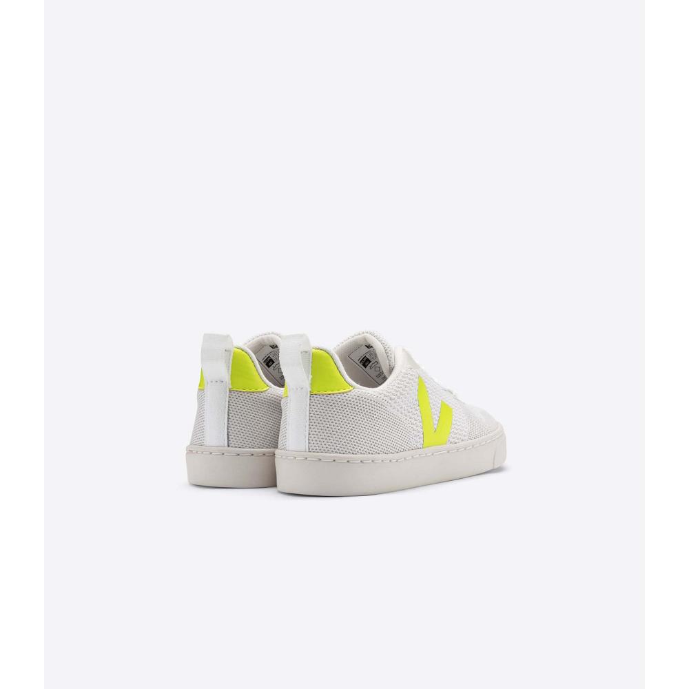 White/Green Kids' Veja V-10 MALHA BRANCO ALUMINIO Shoes | AU 794NWY